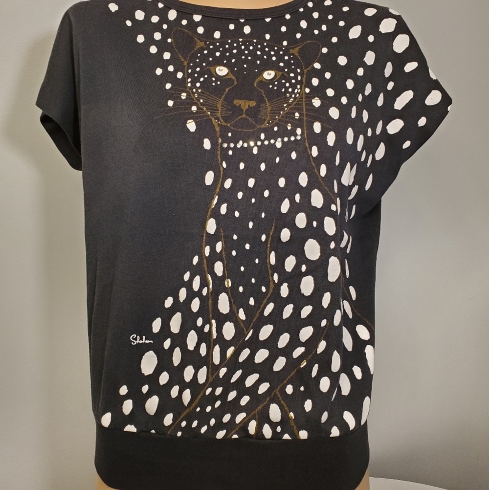 ❤️Host Pick❤️RARE Vintage Alfred Shaheen Black Leopard Top